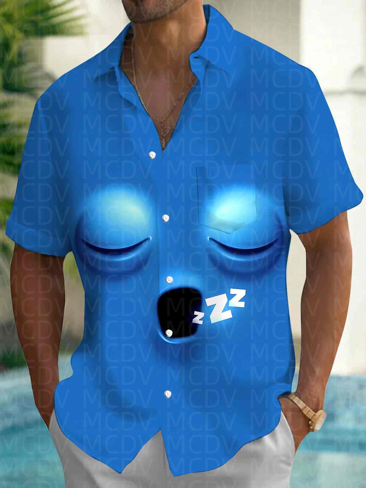 Shirt Camp Collar - เสื้อฮาวายลายน่ารักสำหรับผู้ชาย ผ้าสเตรช ดูแลง่าย เสื้อแคมป์ ไซส์ใหญ่พิเศษ