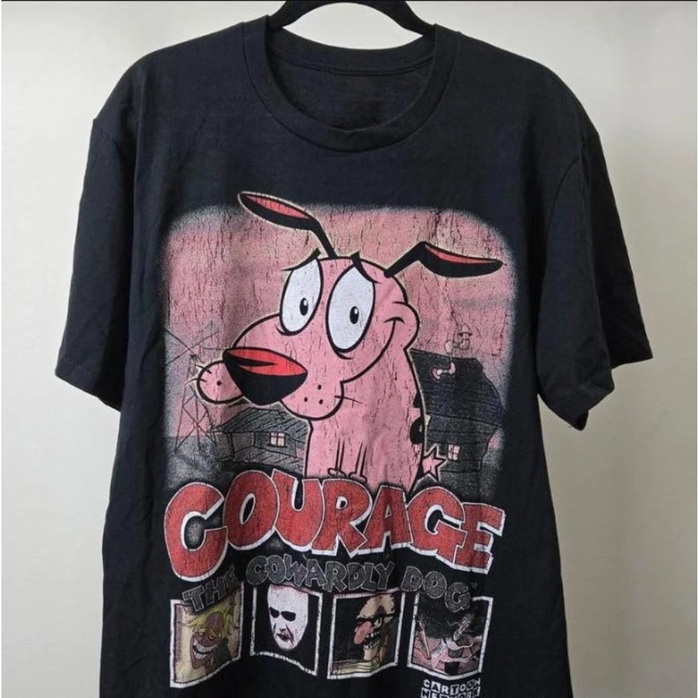 Tee Graphic Print - เสื้อยืดแขนสั้นลายการ์ตูน Summer Vintage Courage The Cowardly