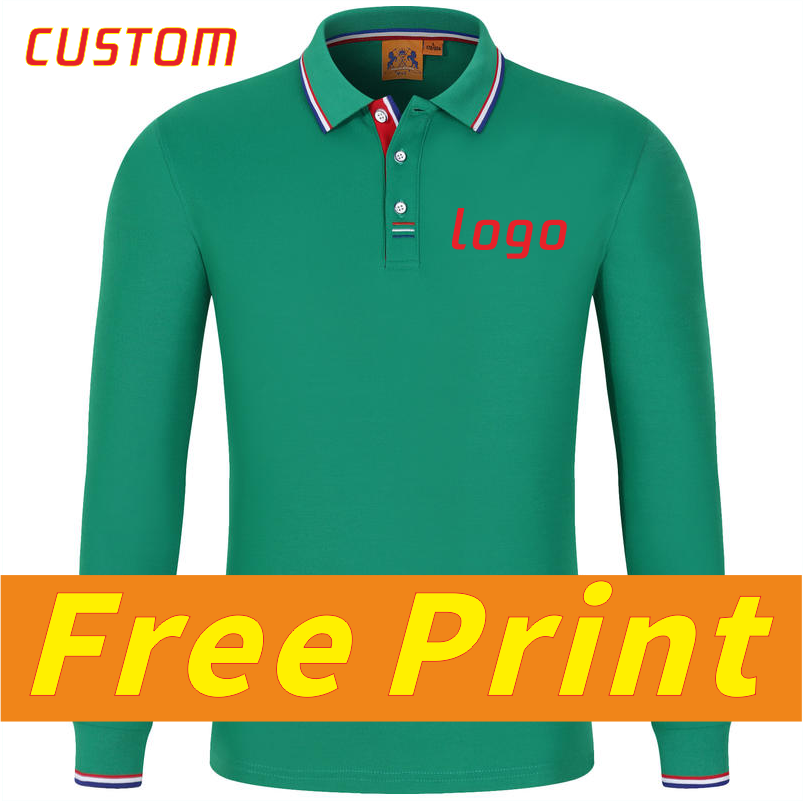 Polo Shirt Pique - เสื้อโปโลแขนยาวฤดูใบไม้ร่วง เสื้อยืดคอปกโปโลแบบกำหนดเอง พิมพ์ลายโลโก้ ออกแบบส่วนตัว ชุดทำงานปักลาย