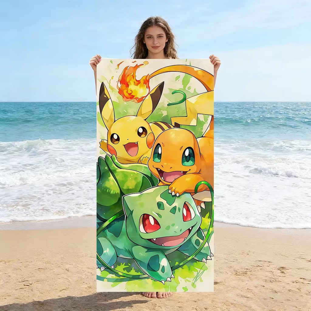 P-Pokemon Starters ผ้าขนหนูชาย - Beach Towel Large บทวิจารณ์และราคา