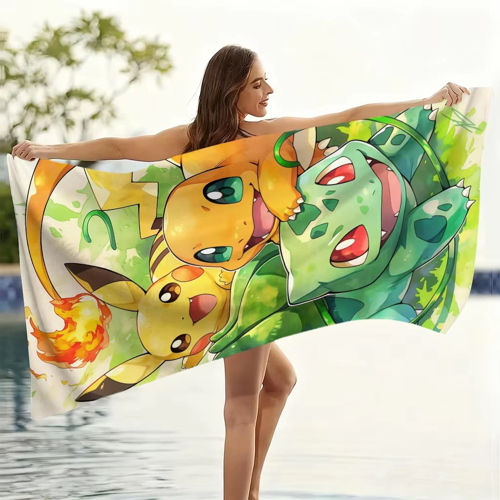 P-Pokemon Starters ผ้าขนหนูชาย - Beach Towel Large บทวิจารณ์และราคา