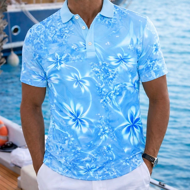 เสื้อโปโลผู้ชายลายดอกไม้สีเขีย - Resort Shirt Floral บทวิจารณ์และราคา