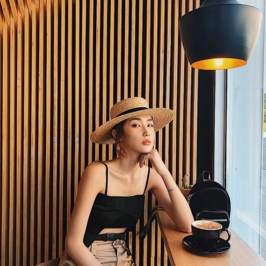 หมวกสานทรงสี่เหลี่ยมสไตล์ฝรั่ง - Bucket Hat Straw บทวิจารณ์และราคา