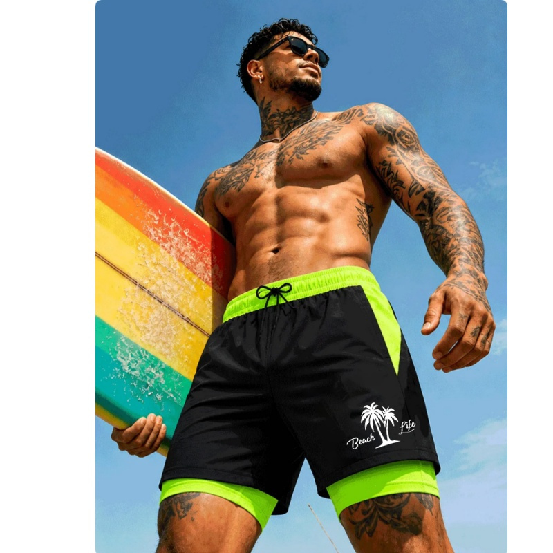กางเกงว่ายน้ำผู้ชายพิมพ์ลายต้น - Trunks Board Surf บทวิจารณ์และราคา