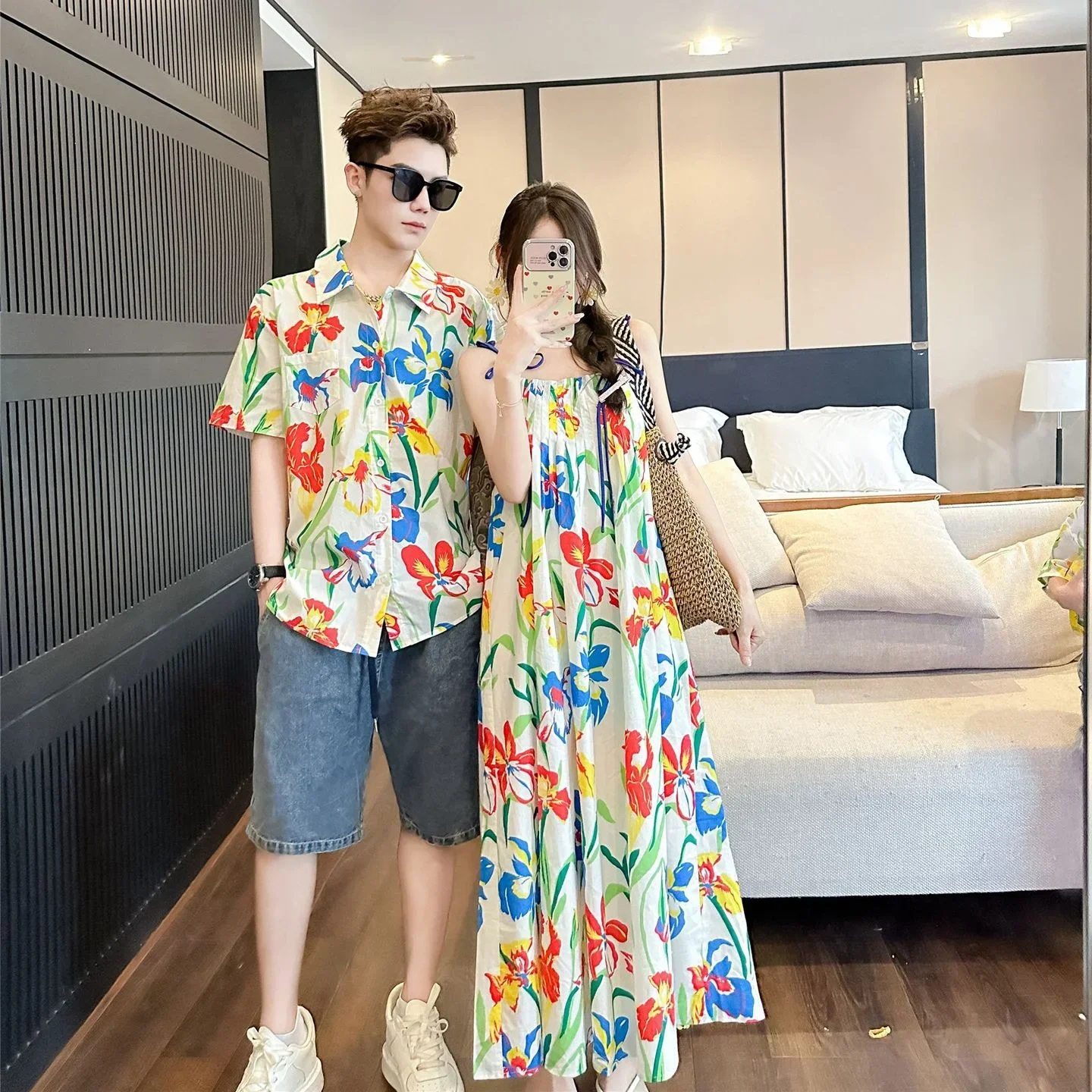 เสื้อผ้าวันหยุดเกาหลีแม่และลูก - Resort Shirt Floral บทวิจารณ์และราคา