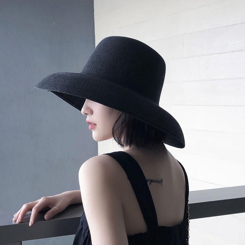 หมวกฟางปีกกว้างสไตล์เฮปเบิร์นฝ - Bucket Hat Straw บทวิจารณ์และราคา