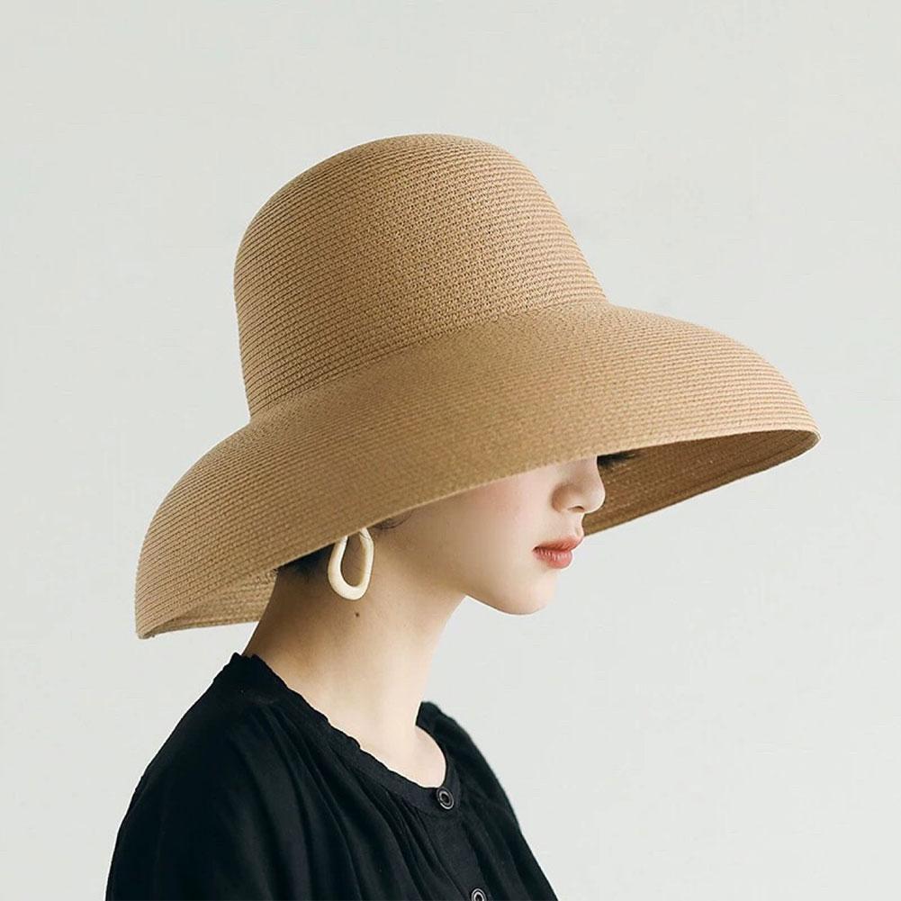 หมวกฟางปีกกว้างสไตล์เฮปเบิร์นฝ - Bucket Hat Straw บทวิจารณ์และราคา